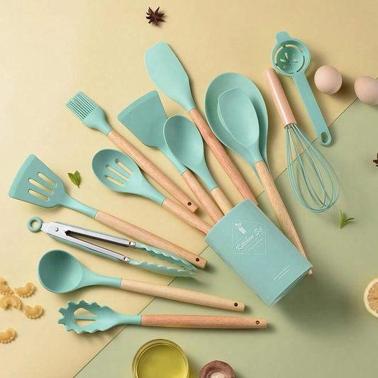 14PCS HEAT RESISTANT SILICONE KITCHENWARE COOKING UTENSILS SET