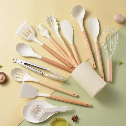14PCS HEAT RESISTANT SILICONE KITCHENWARE COOKING UTENSILS SET