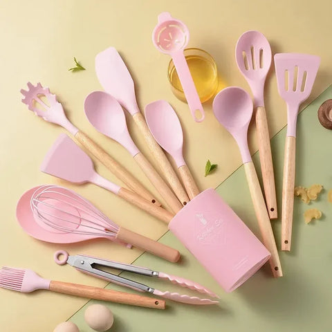 14PCS HEAT RESISTANT SILICONE KITCHENWARE COOKING UTENSILS SET