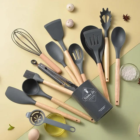 14PCS HEAT RESISTANT SILICONE KITCHENWARE COOKING UTENSILS SET